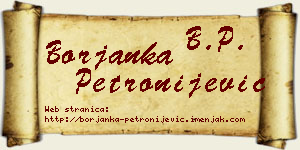 Borjanka Petronijević vizit kartica